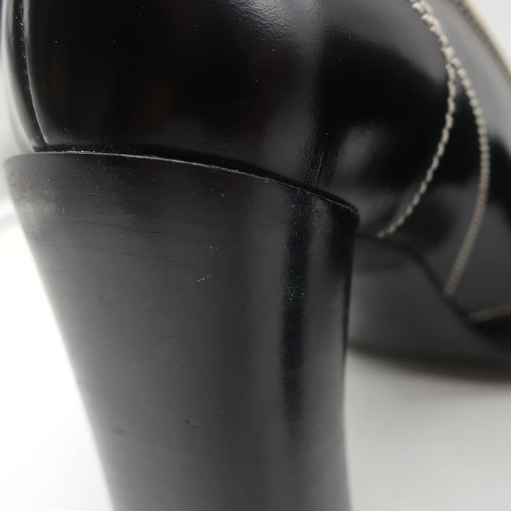 Vintage Prada Top-Stitched Pumps Black Spazzolato Leather Size 38
