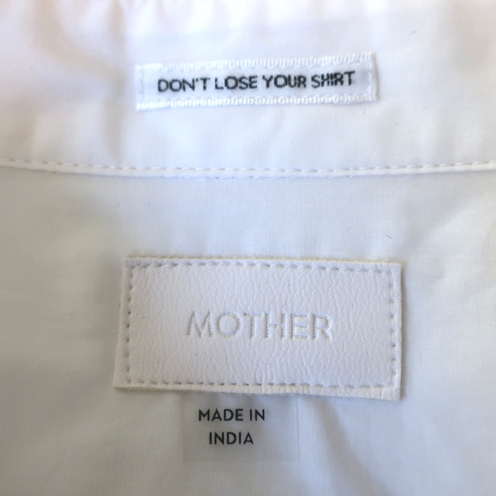 MOTHER The Roomie Lace-Up Shirt White Cotton Size Small Long Sleeve Top NEW