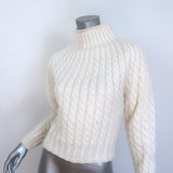 Theory Sculpted Turtleneck Sweater Cream Felted Wool-Cashmere Size Small