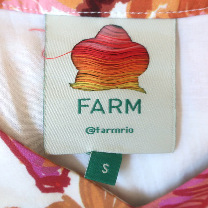 FARM Rio Spring Bananas Belted Mini Dress White/Multi Floral Print Size Small