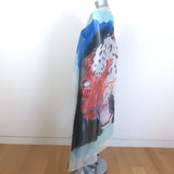 Alexander McQueen Jaguar Print Large Scarf Multicolor Silk Chiffon 50" X 52"