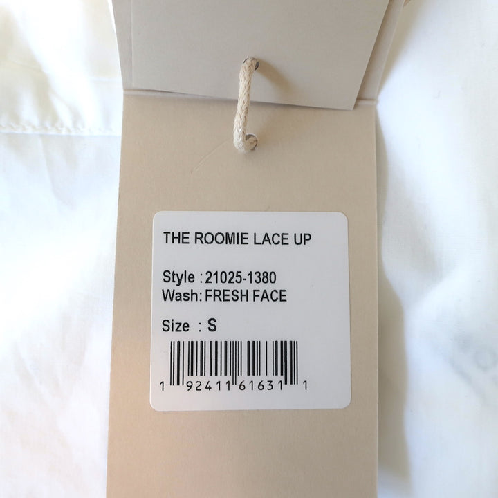 MOTHER The Roomie Lace-Up Shirt White Cotton Size Small Long Sleeve Top NEW