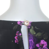 Magda Butrym Pesaro Rhinestone-Embellished Dress Black Floral Print Silk Size 38