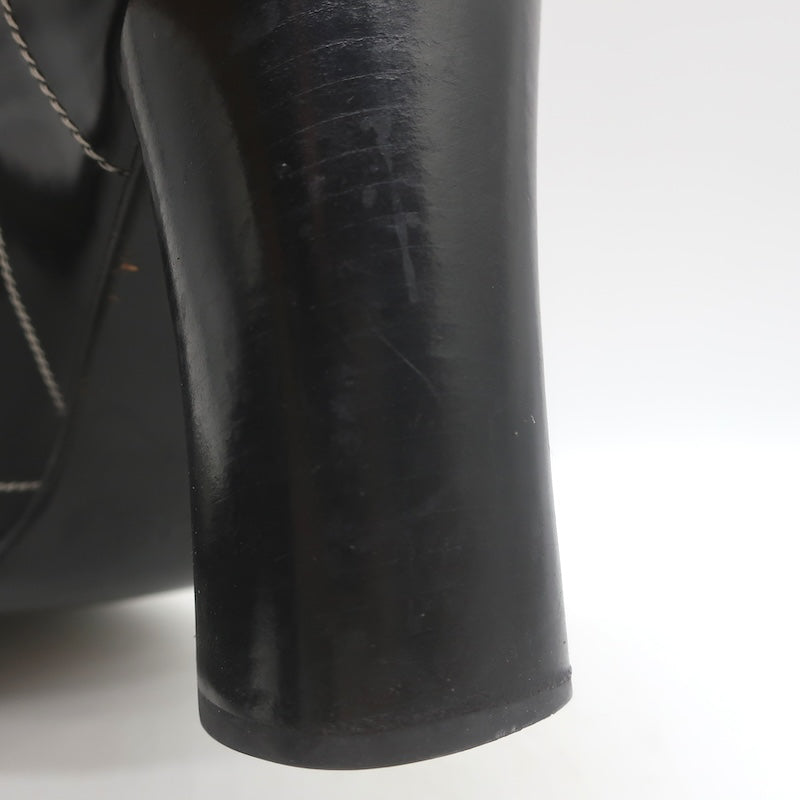 Vintage Prada Top-Stitched Pumps Black Spazzolato Leather Size 38