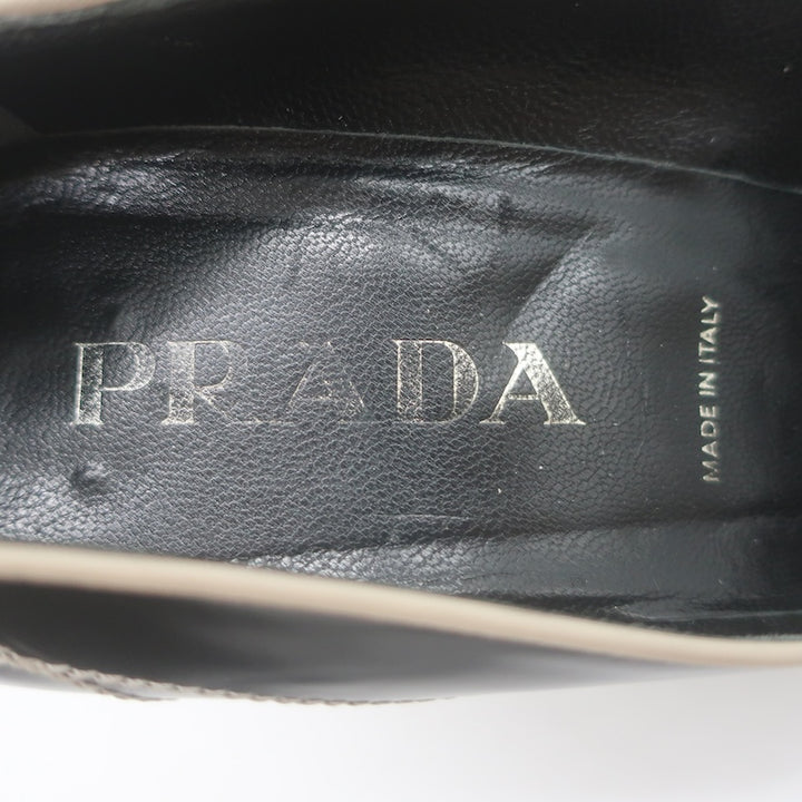 Vintage Prada Top-Stitched Pumps Black Spazzolato Leather Size 38