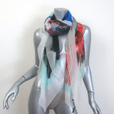 Alexander McQueen Jaguar Print Large Scarf Multicolor Silk Chiffon 50" X 52"