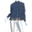 Sacai Drawstring Hem Shirt Navy Lace-Trim Cotton Size 1 Long Sleeve Top