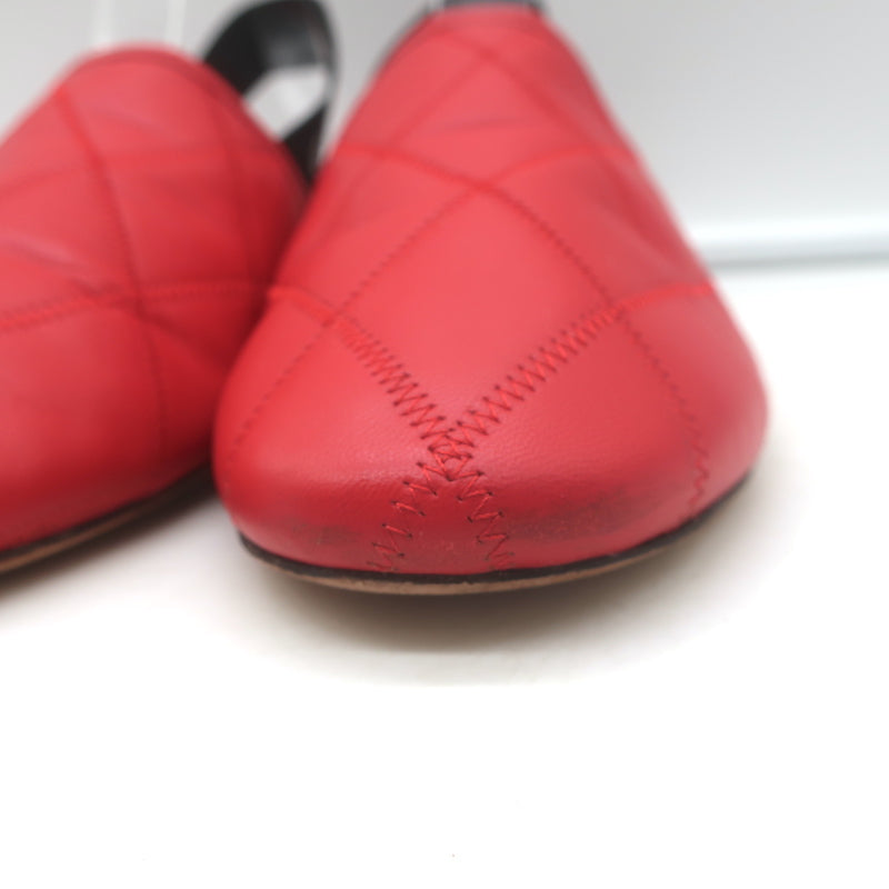 Givenchy Rivington quilted red leather slingback flat mules, authentic pre-owned luxury