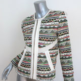IRO Jacket Elomi White/Neon Leather-Trim Tribal Tweed Size 0