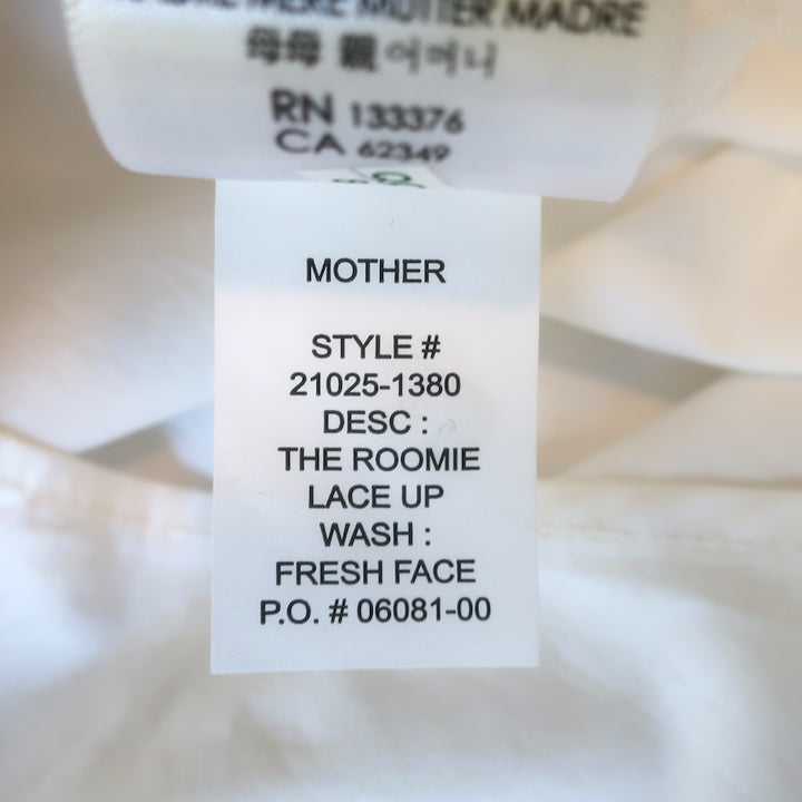 MOTHER The Roomie Lace-Up Shirt White Cotton Size Small Long Sleeve Top NEW