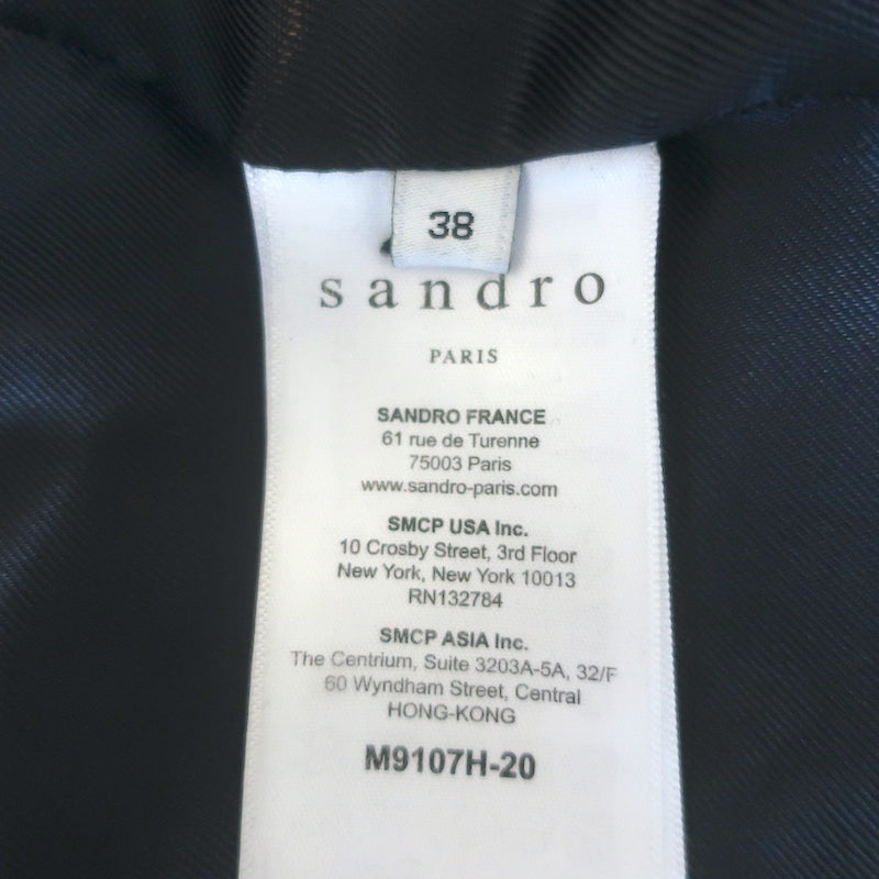 Sandro Shearling-Collar Pea Coat Black Wool Size 38 Double Breasted Jacket
