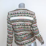IRO Jacket Elomi White/Neon Leather-Trim Tribal Tweed Size 0
