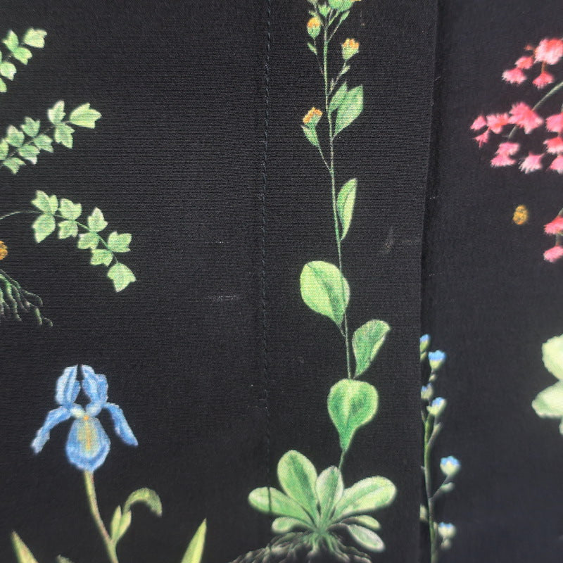 Altuzarra Floral Print Bell Sleeve Button-Up Blouse Black Silk Size 40