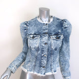 Retrofete Dean Puff Sleeve Denim Jacket Blue Acid Wash Size Large