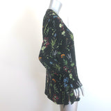 Altuzarra Floral Print Bell Sleeve Button-Up Blouse Black Silk Size 40