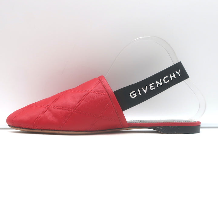 Givenchy Rivington red quilted leather slingback mules, authentic pre-owned luxury, EU 38.5