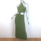 Cult Gaia Cameron Knotted Cutout Knit Midi Dress Olive Size Small