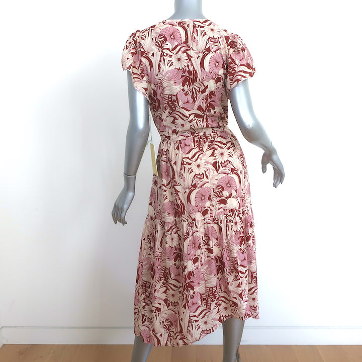 Trovata Birds of Paradis Kristi Midi Dress Canela Palm Print Size Small NEW