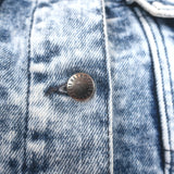 Retrofete Dean Puff Sleeve Denim Jacket Blue Acid Wash Size Large