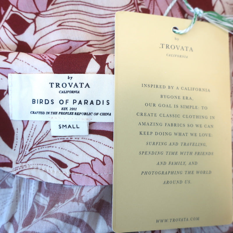 Trovata Birds of Paradis Kristi Midi Dress Canela Palm Print Size Small NEW