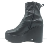 Robert Clergerie Bisouto Platform Wedge Ankle Boots Black Leather Size 38.5