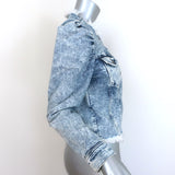 Retrofete Dean Puff Sleeve Denim Jacket Blue Acid Wash Size Large
