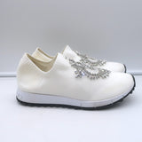 Jimmy Choo Verona Crystal-Embellished Knit Sneakers White Size 39