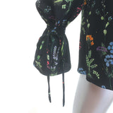 Altuzarra Floral Print Bell Sleeve Button-Up Blouse Black Silk Size 40