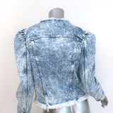Retrofete Dean Puff Sleeve Denim Jacket Blue Acid Wash Size Large