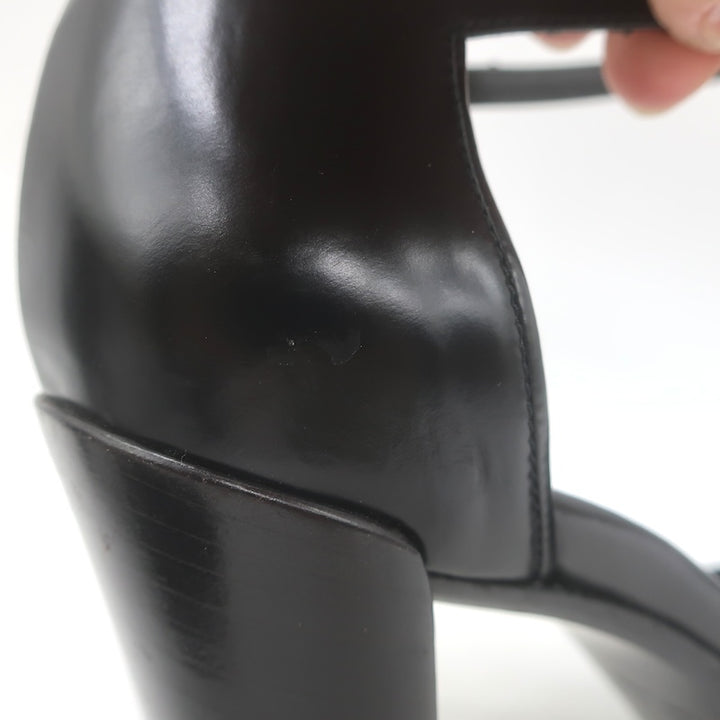 Vintage Prada Ankle Strap Spazzolato Leather Pumps Black Size 38
