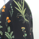 Altuzarra Floral Print Bell Sleeve Button-Up Blouse Black Silk Size 40