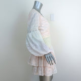 LoveShackFancy Ruffle Mini Dress Abitha Tie Dye Embroidered Cotton Size 2