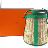 Hermes Farming Picnic Bag Osier Wicker & Menthe Swift Leather NEW