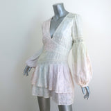 LoveShackFancy Ruffle Mini Dress Abitha Tie Dye Embroidered Cotton Size 2