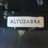 Altuzarra Floral Print Bell Sleeve Button-Up Blouse Black Silk Size 40