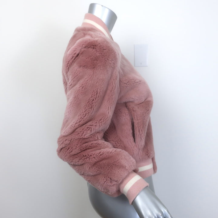 Elizabeth &amp; James Ellington Rabbit Fur Bomber Jacket Pink Size Extra Small