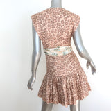 Zimmermann Kirra Belted Flounce Mini Dress Beige Leopard Print Linen Size 0