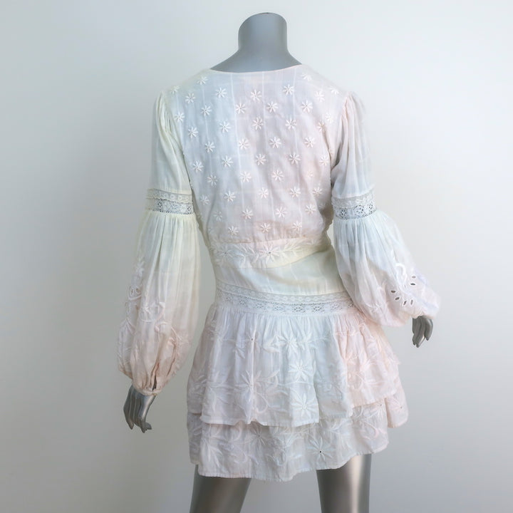 LoveShackFancy Ruffle Mini Dress Abitha Tie Dye Embroidered Cotton Size 2