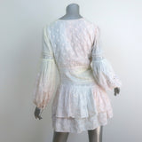 LoveShackFancy Ruffle Mini Dress Abitha Tie Dye Embroidered Cotton Size 2
