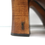 Saint Laurent Crisscross Platform Clog Sandals Black Leather Size 37