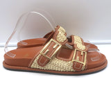 Fendi raffia slide sandals in natural brown with leather trim, authentic pre-owned luxury, size 39