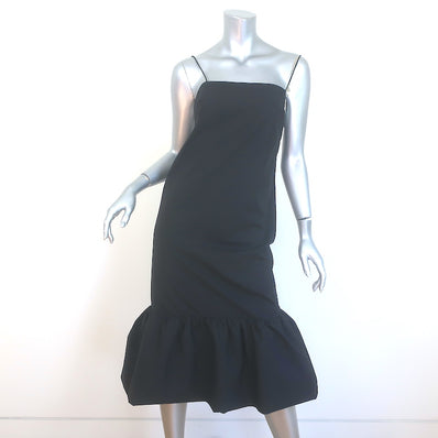 Interior The Fran Bubble-Hem Midi Dress Black Cotton Size 0 NEW
