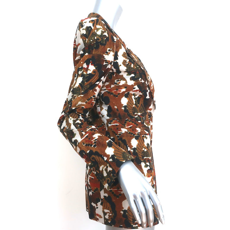Bottega Veneta Blazer Brown Printed Cotton Size 38 Two-Button Jacket NEW
