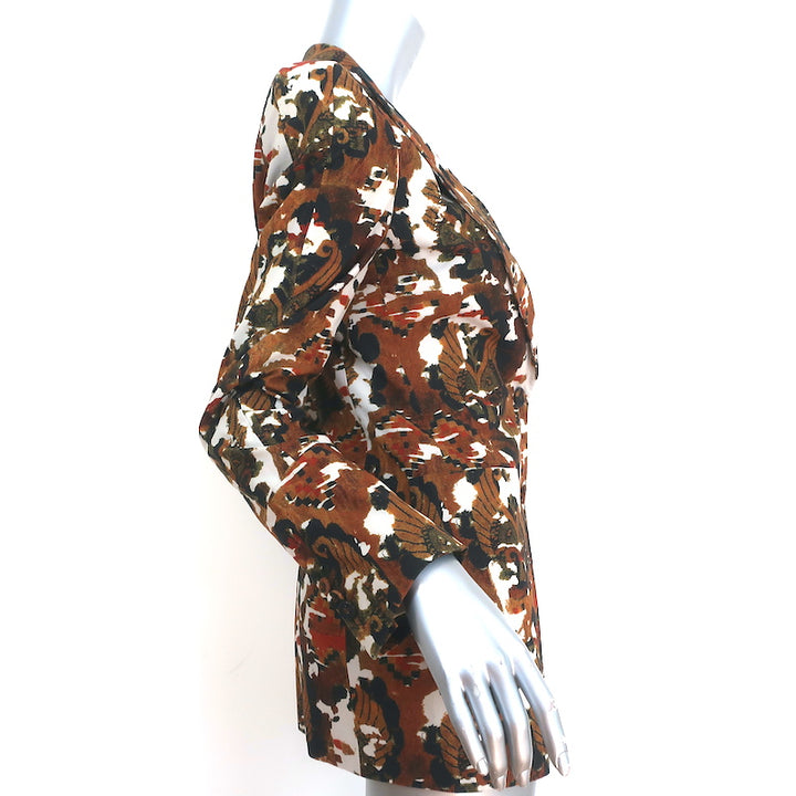 Bottega Veneta Blazer Brown Printed Cotton Size 38 Two-Button Jacket NEW