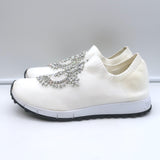 Jimmy Choo Verona Crystal-Embellished Knit Sneakers White Size 39