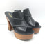 Saint Laurent Crisscross Platform Clog Sandals Black Leather Size 37