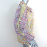 Horror Vacui Scallop Ruffle-Trimmed Blouse Multi Floral Print Size Extra Small