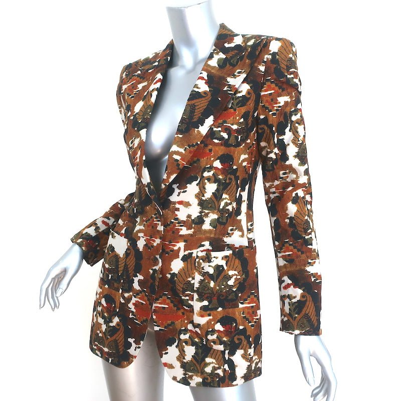 Bottega Veneta Blazer Brown Printed Cotton Size 38 Two-Button Jacket NEW