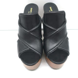 Saint Laurent Crisscross Platform Clog Sandals Black Leather Size 37