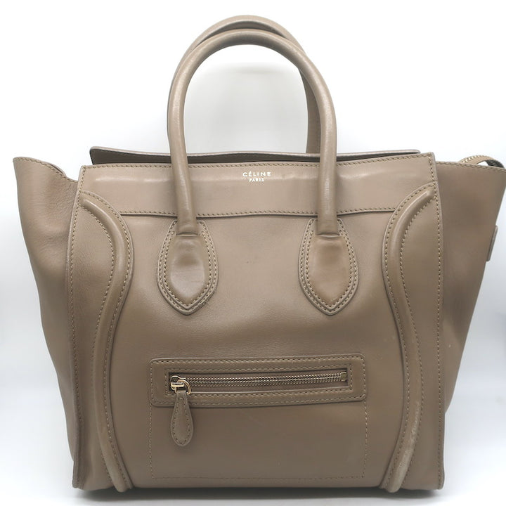 Celine Mini Luggage Tote Taupe Leather